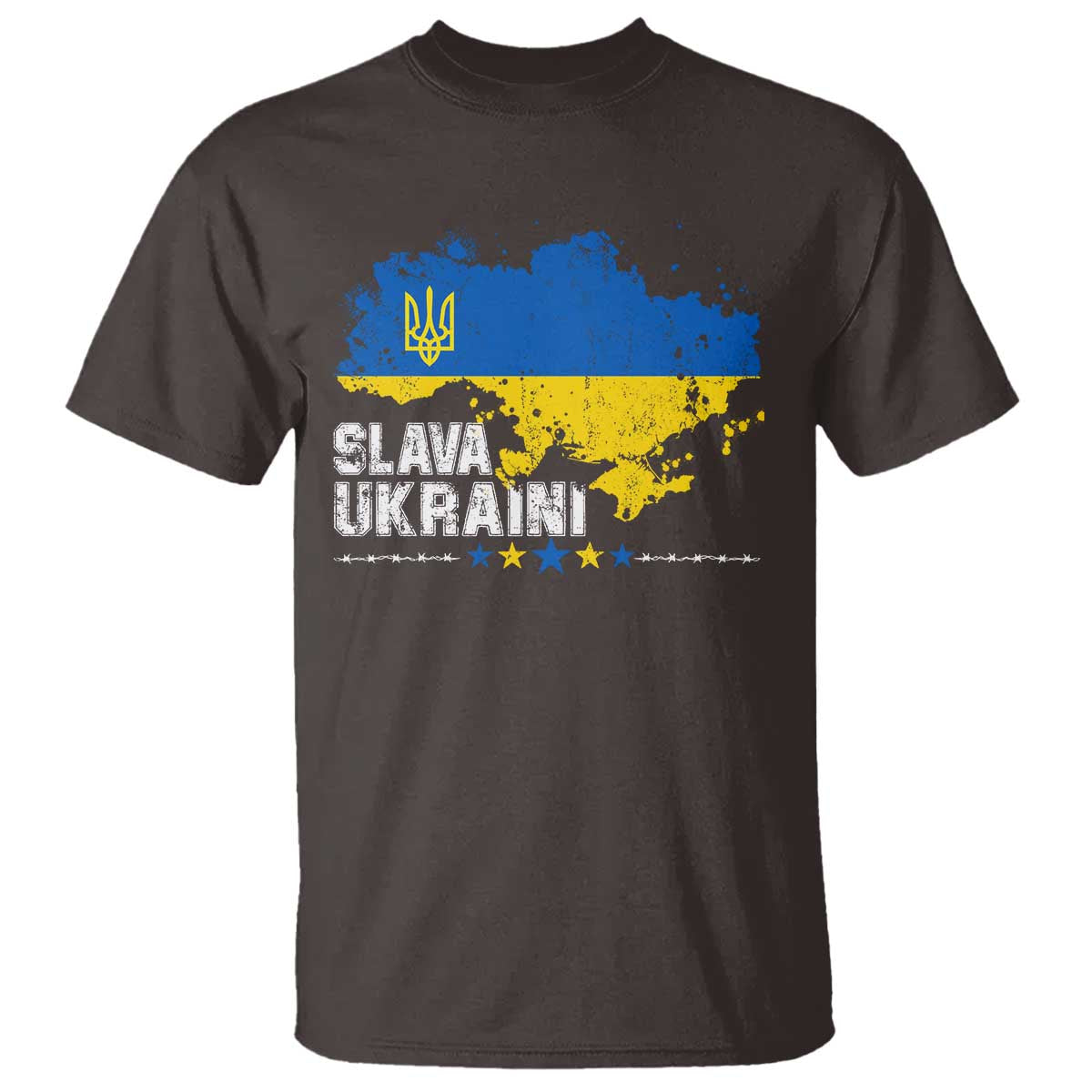 Slava Ukraini T Shirt Ukraine Flag Map Ukrainian Patriotic National Pride TS10 Dark Chocolate Print Your Wear