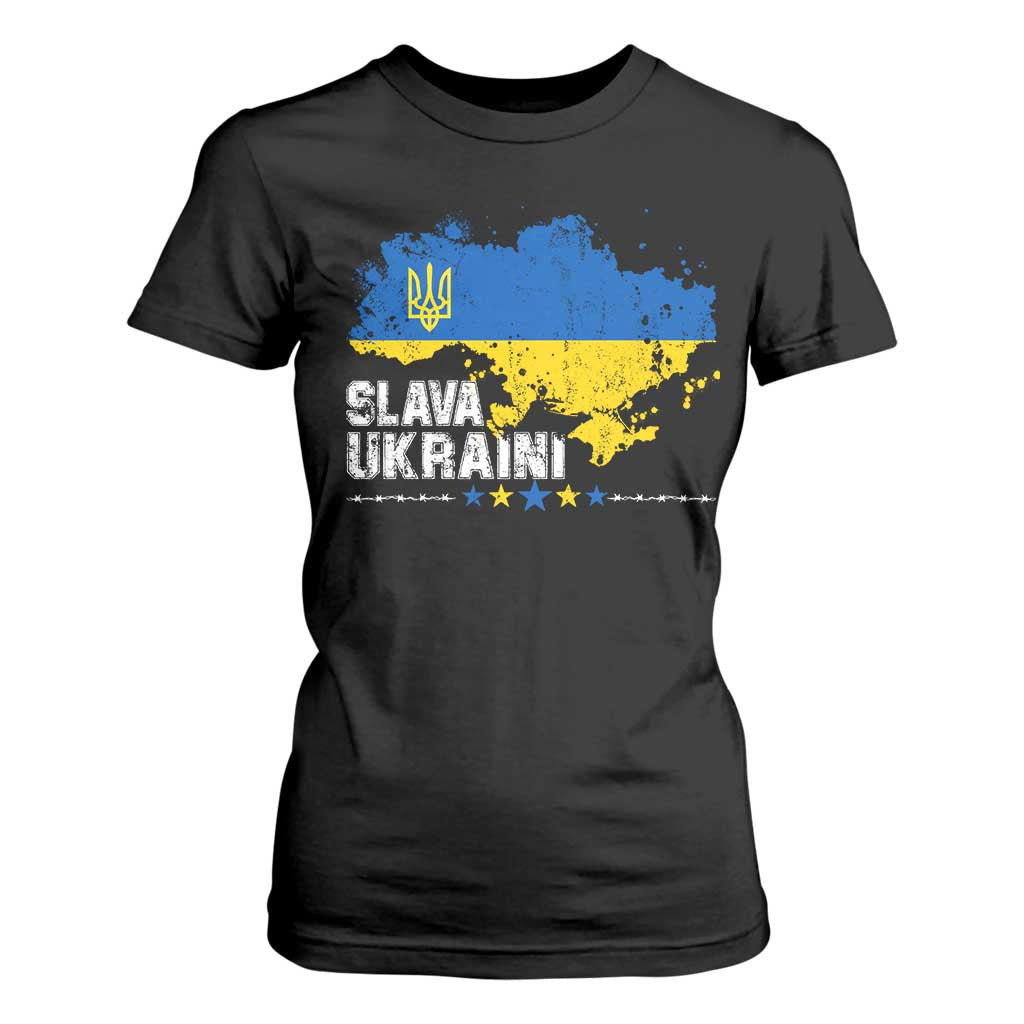 Slava Ukraini Ukraine Flag T Shirt For Women Patriot Patriotic Ukrainian National Flag TS10 Black Print Your Wear