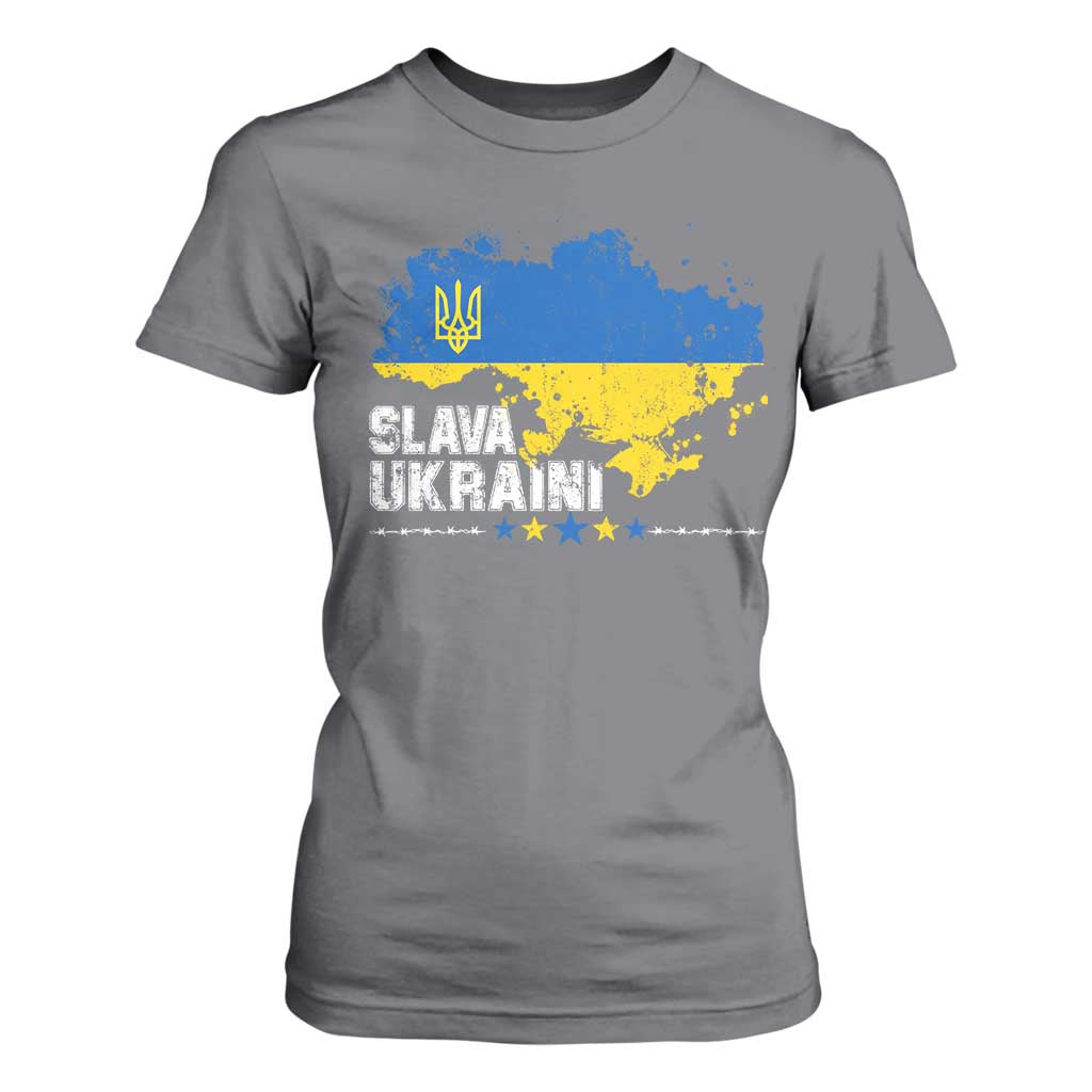 Slava Ukraini Ukraine Flag T Shirt For Women Patriot Patriotic Ukrainian National Flag TS10 Charcoal Print Your Wear