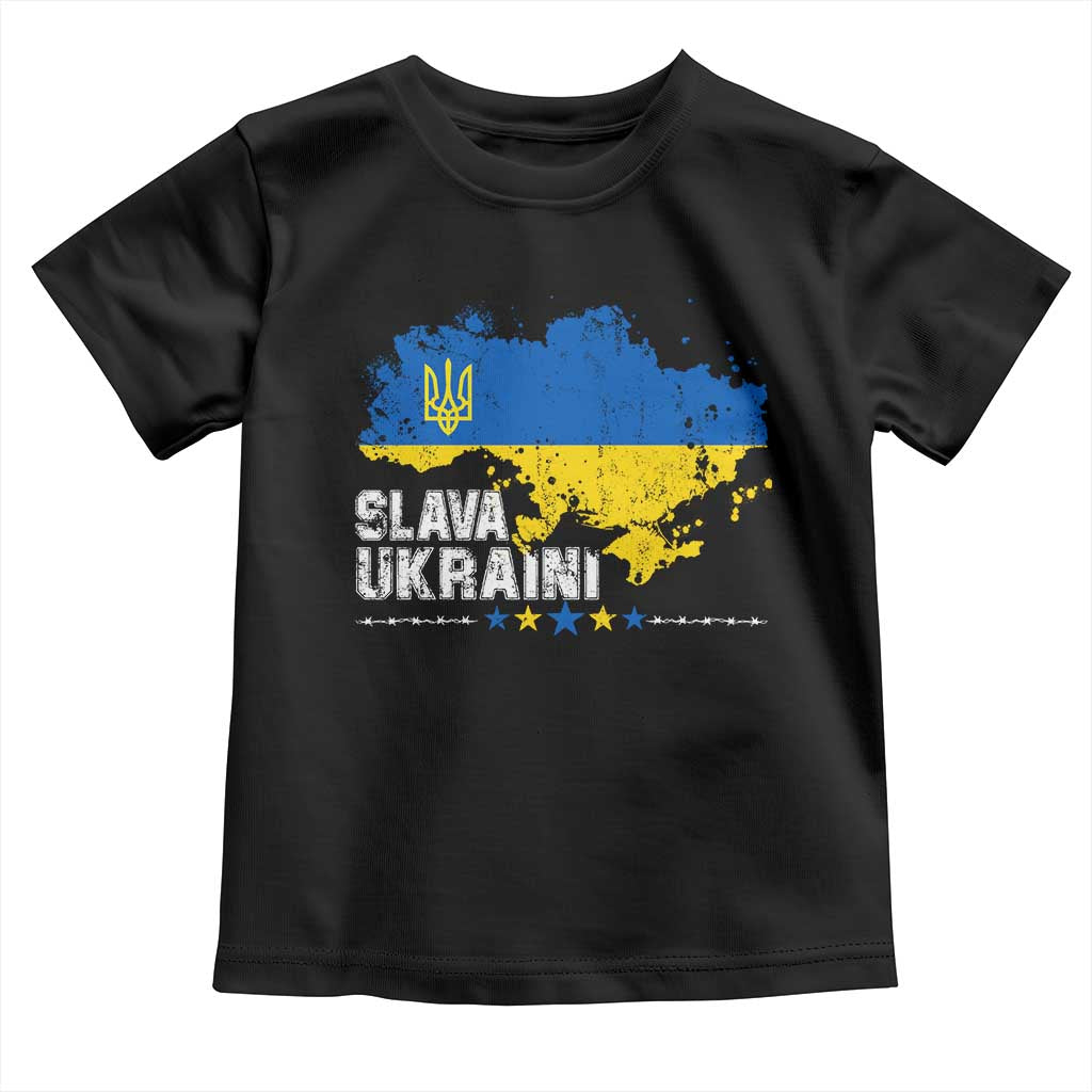 Slava Ukraini Ukraine Flag Toddler T Shirt Patriot Patriotic Ukrainian National Flag TS10 Black Print Your Wear