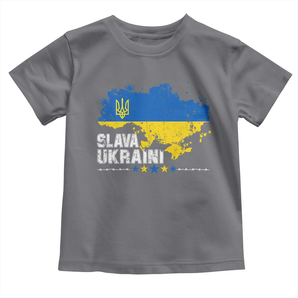 Slava Ukraini Ukraine Flag Toddler T Shirt Patriot Patriotic Ukrainian National Flag TS10 Charcoal Print Your Wear