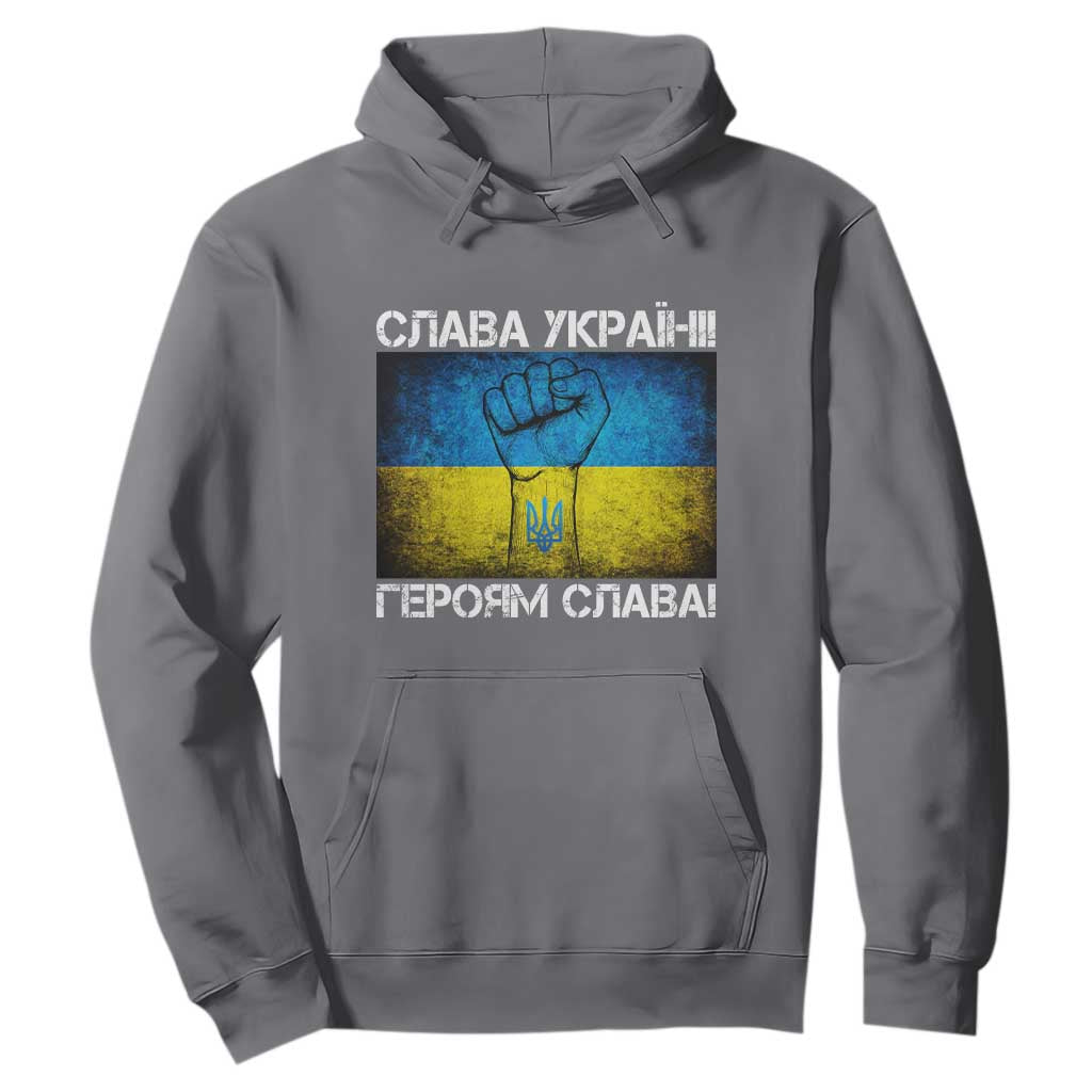 Ukraine Flag Hoodie Glory to the Heroes Ukrainian Patriot Patriotic TS10 Charcoal Print Your Wear