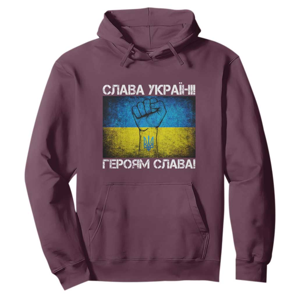 Ukraine Flag Hoodie Glory to the Heroes Ukrainian Patriot Patriotic TS10 Maroon Print Your Wear