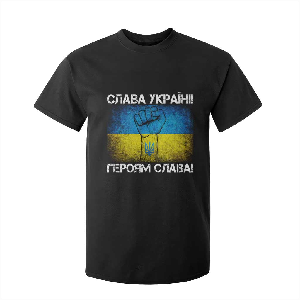 Ukraine Flag T Shirt For Kid Glory to the Heroes Ukrainian Patriot Patriotic TS10 Black Print Your Wear