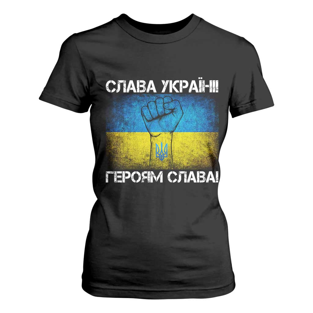 Ukraine Flag T Shirt For Women Glory to the Heroes Ukrainian Patriot Patriotic TS10 Black Print Your Wear