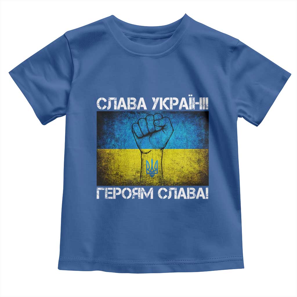 Ukraine Flag Toddler T Shirt Glory to the Heroes Ukrainian Patriot Patriotic TS10 Royal Blue Print Your Wear