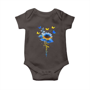 Sunflower Ukraine Flag Baby Onesie Ukrainian Butterflies Flowers TS10 Dark Chocolate Print Your Wear