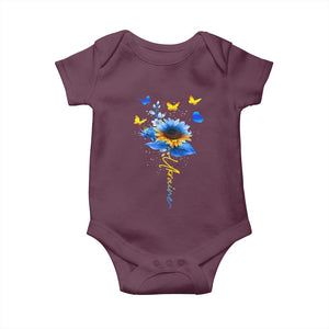 Sunflower Ukraine Flag Baby Onesie Ukrainian Butterflies Flowers TS10 Maroon Print Your Wear