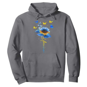 Sunflower Ukraine Flag Hoodie Ukrainian Butterflies Flowers TS10 Charcoal Print Your Wear