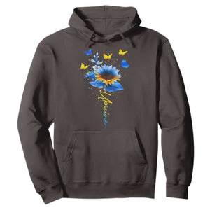 Sunflower Ukraine Flag Hoodie Ukrainian Butterflies Flowers TS10 Dark Chocolate Print Your Wear