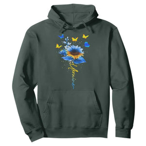 Sunflower Ukraine Flag Hoodie Ukrainian Butterflies Flowers TS10 Dark Forest Green Print Your Wear
