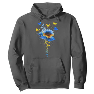 Sunflower Ukraine Flag Hoodie Ukrainian Butterflies Flowers TS10 Dark Heather Print Your Wear