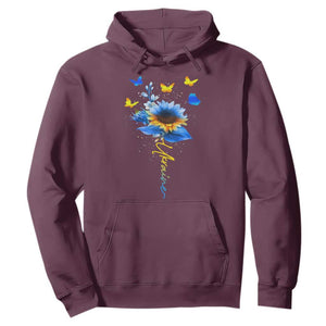 Sunflower Ukraine Flag Hoodie Ukrainian Butterflies Flowers TS10 Maroon Print Your Wear