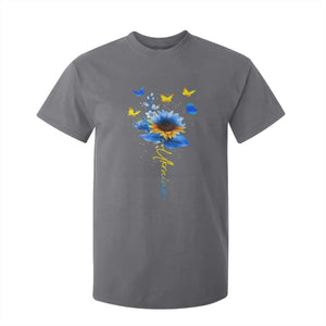 Sunflower Ukraine Flag T Shirt For Kid Ukrainian Butterflies Flowers TS10 Charcoal Print Your Wear