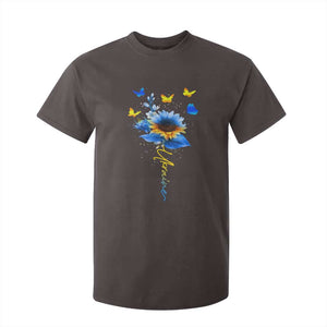 Sunflower Ukraine Flag T Shirt For Kid Ukrainian Butterflies Flowers TS10 Dark Chocolate Print Your Wear