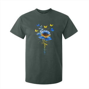 Sunflower Ukraine Flag T Shirt For Kid Ukrainian Butterflies Flowers TS10 Dark Forest Green Print Your Wear