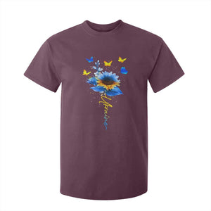 Sunflower Ukraine Flag T Shirt For Kid Ukrainian Butterflies Flowers TS10 Maroon Print Your Wear