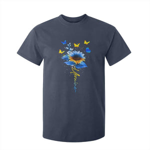 Sunflower Ukraine Flag T Shirt For Kid Ukrainian Butterflies Flowers TS10 Navy Print Your Wear