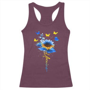 Sunflower Ukraine Flag Racerback Tank Top Ukrainian Butterflies Flowers TS10 Maroon Print Your Wear