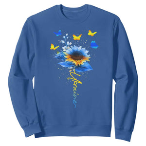 Sunflower Ukraine Flag Sweatshirt Ukrainian Butterflies Flowers TS10 Royal Blue Print Your Wear