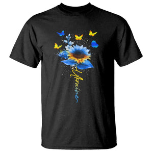 Sunflower Ukraine Flag T Shirt Ukrainian Butterflies Flowers TS10 Black Print Your Wear