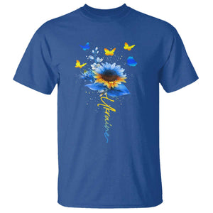 Sunflower Ukraine Flag T Shirt Ukrainian Butterflies Flowers TS10 Royal Blue Print Your Wear