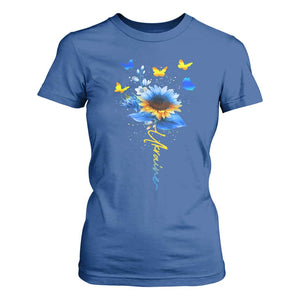 Sunflower Ukraine Flag T Shirt For Women Ukrainian Butterflies Flowers TS10 Royal Blue Print Your Wear