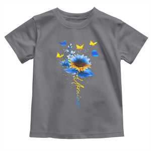 Sunflower Ukraine Flag Toddler T Shirt Ukrainian Butterflies Flowers TS10 Charcoal Print Your Wear