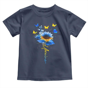 Sunflower Ukraine Flag Toddler T Shirt Ukrainian Butterflies Flowers TS10 Navy Print Your Wear