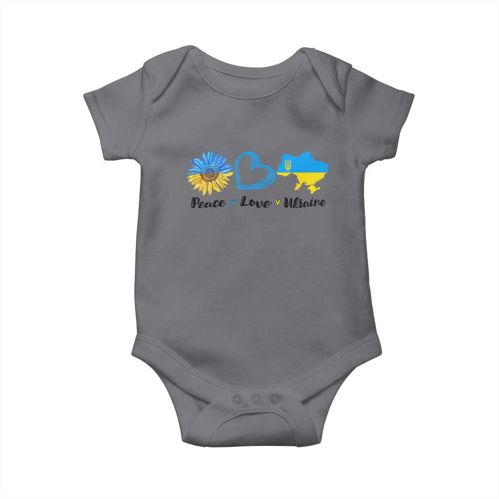 Peace Love Ukraine Sunflower Flag Baby Onesie TS10 Charcoal Print Your Wear