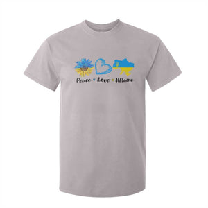 Peace Love Ukraine Sunflower Flag T Shirt For Kid TS10 Ice Gray Print Your Wear