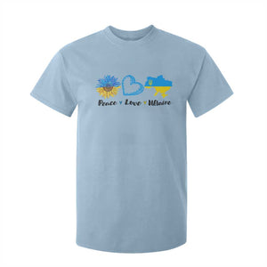Peace Love Ukraine Sunflower Flag T Shirt For Kid TS10 Light Blue Print Your Wear