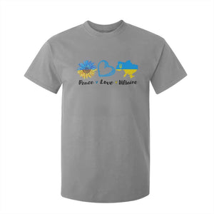 Peace Love Ukraine Sunflower Flag T Shirt For Kid TS10 Sport Gray Print Your Wear