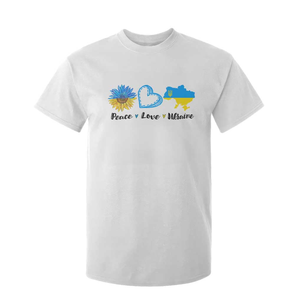 Peace Love Ukraine Sunflower Flag T Shirt For Kid TS10 White Print Your Wear