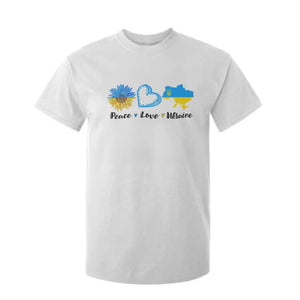 Peace Love Ukraine Sunflower Flag T Shirt For Kid TS10 White Print Your Wear