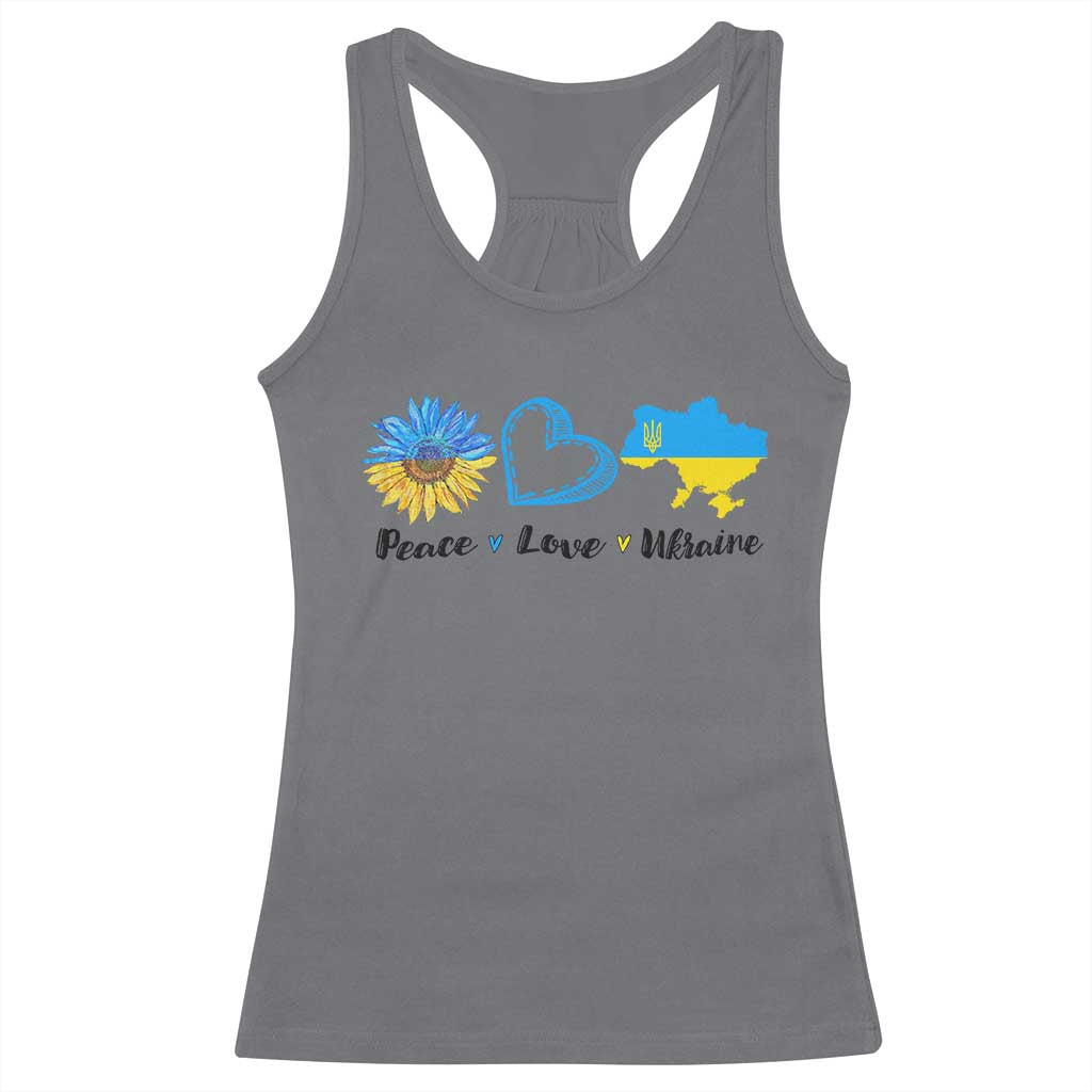Peace Love Ukraine Sunflower Flag Racerback Tank Top TS10 Charcoal Print Your Wear