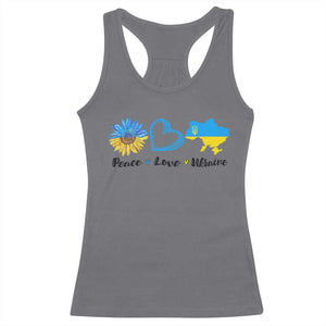Peace Love Ukraine Sunflower Flag Racerback Tank Top TS10 Charcoal Print Your Wear