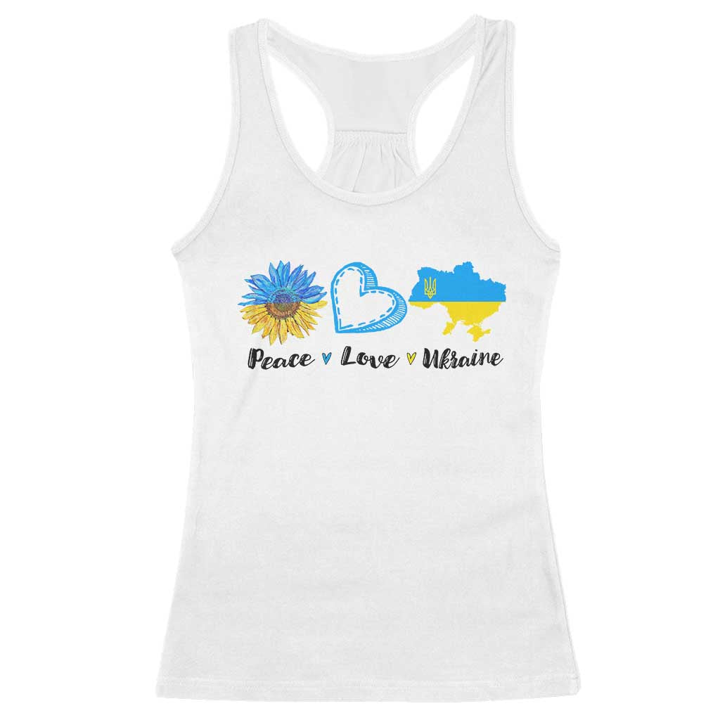 Peace Love Ukraine Sunflower Flag Racerback Tank Top TS10 White Print Your Wear