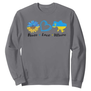 Peace Love Ukraine Sunflower Flag Sweatshirt TS10 Charcoal Print Your Wear