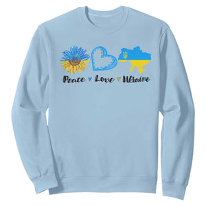 Peace Love Ukraine Sunflower Flag Sweatshirt TS10 Light Blue Print Your Wear