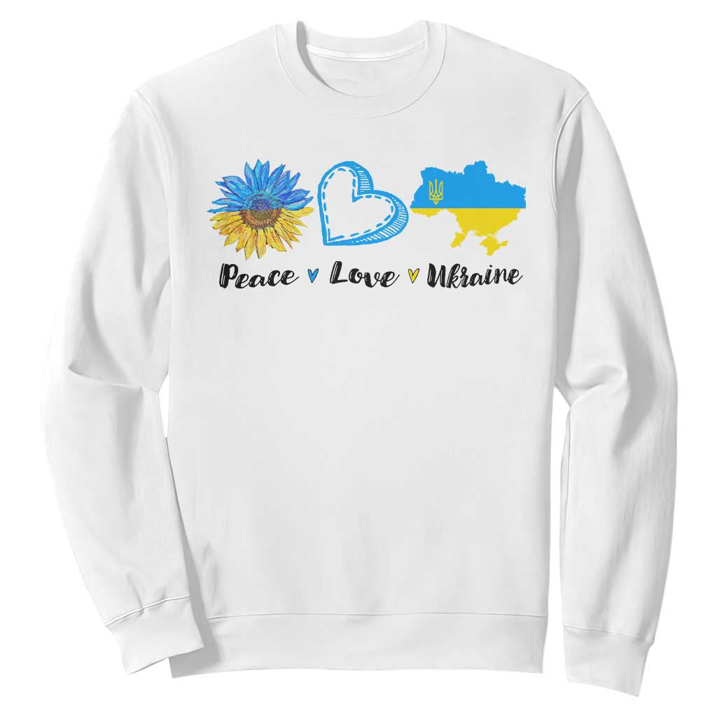 Peace Love Ukraine Sunflower Flag Sweatshirt TS10 White Print Your Wear