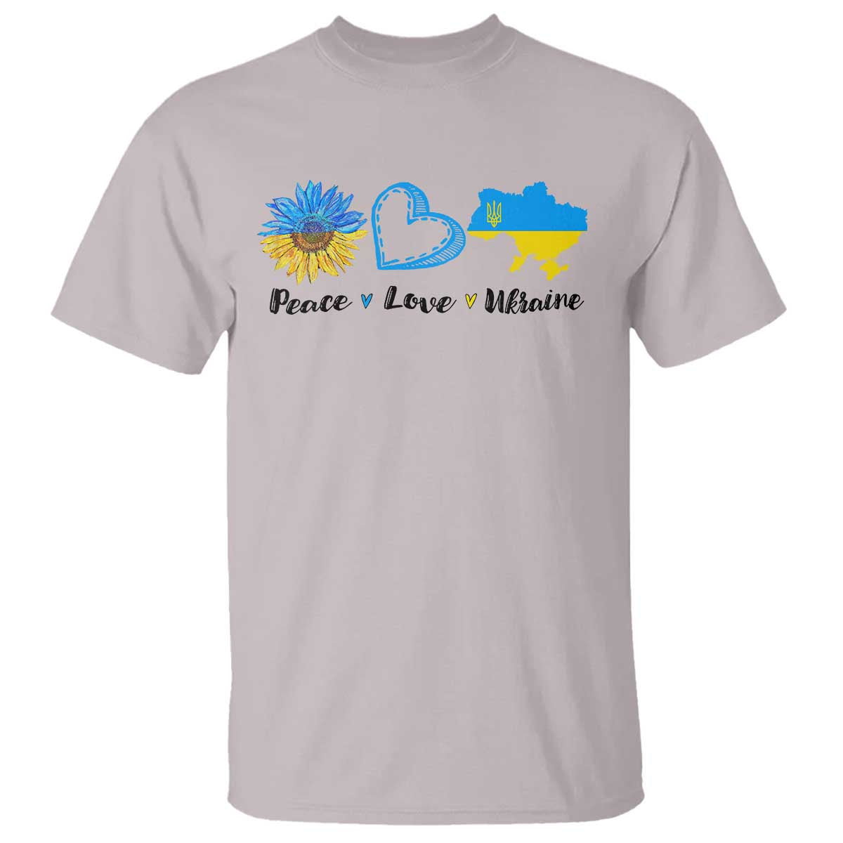 Peace Love Ukraine Sunflower Flag T Shirt TS10 Ice Gray Print Your Wear