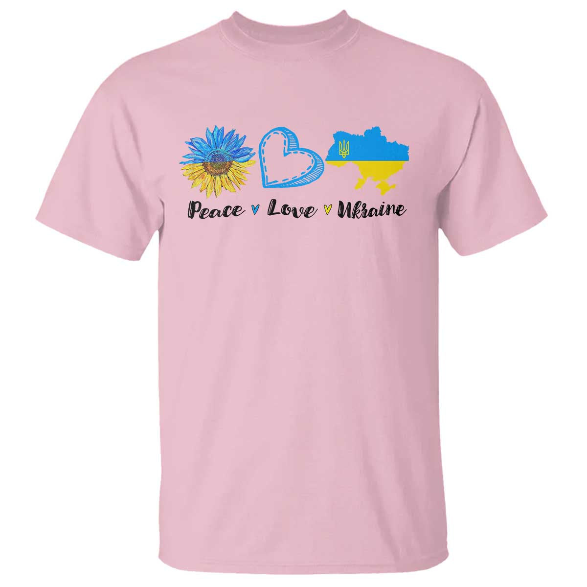Peace Love Ukraine Sunflower Flag T Shirt TS10 Light Pink Print Your Wear