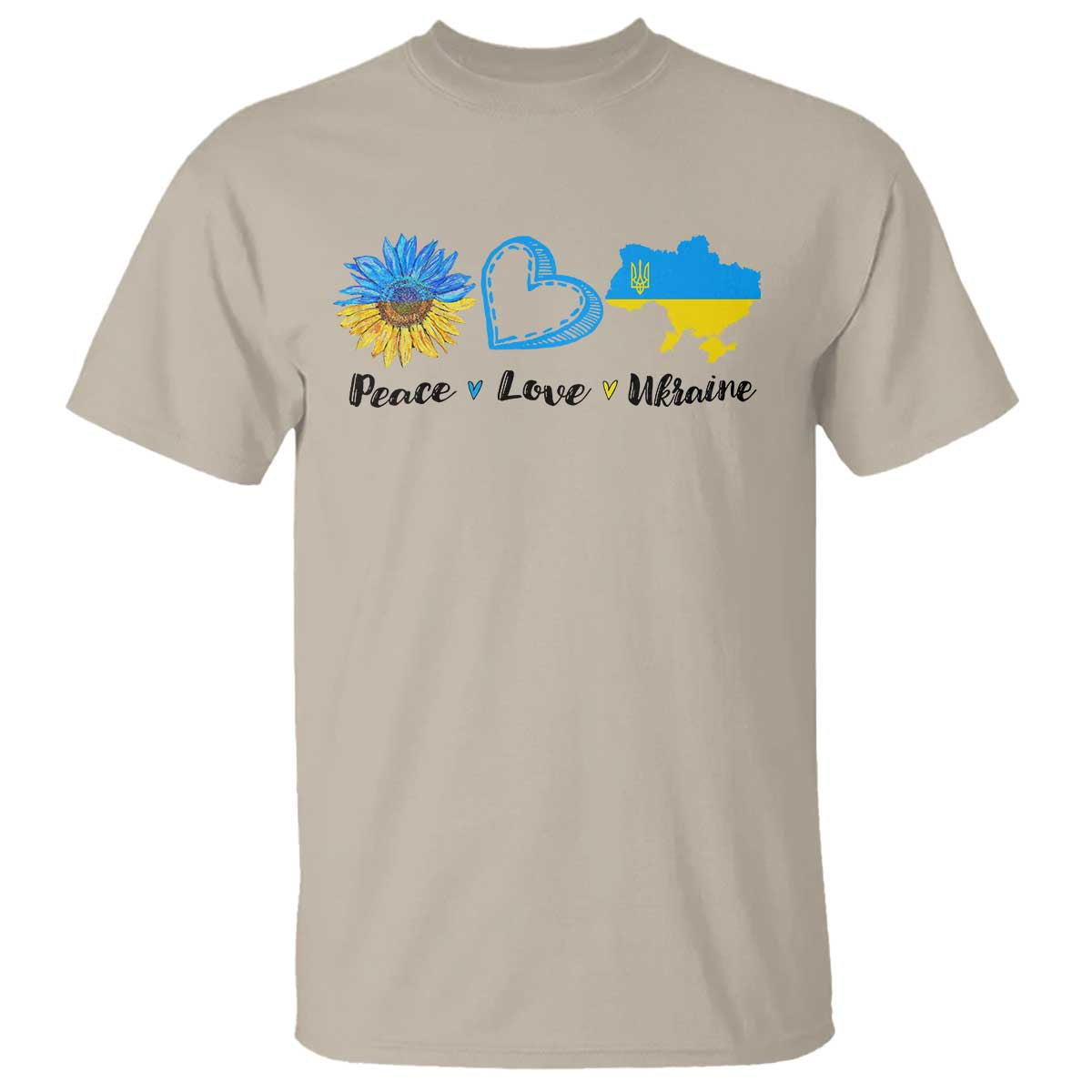 Peace Love Ukraine Sunflower Flag T Shirt TS10 Sand Print Your Wear