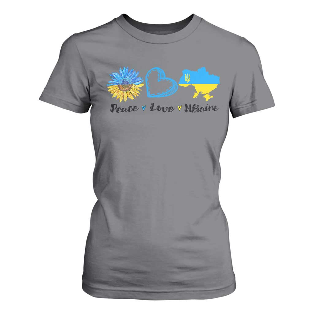 Peace Love Ukraine Sunflower Flag T Shirt For Women TS10 Charcoal Print Your Wear