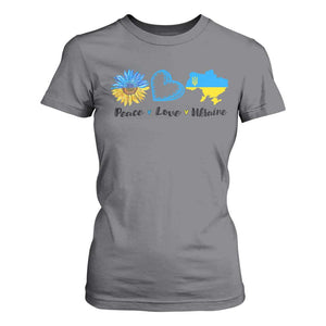 Peace Love Ukraine Sunflower Flag T Shirt For Women TS10 Charcoal Print Your Wear