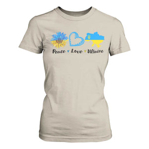 Peace Love Ukraine Sunflower Flag T Shirt For Women TS10 Sand Print Your Wear