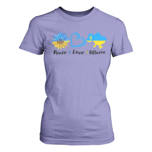 Peace Love Ukraine Sunflower Flag T Shirt For Women TS10 Violet Print Your Wear