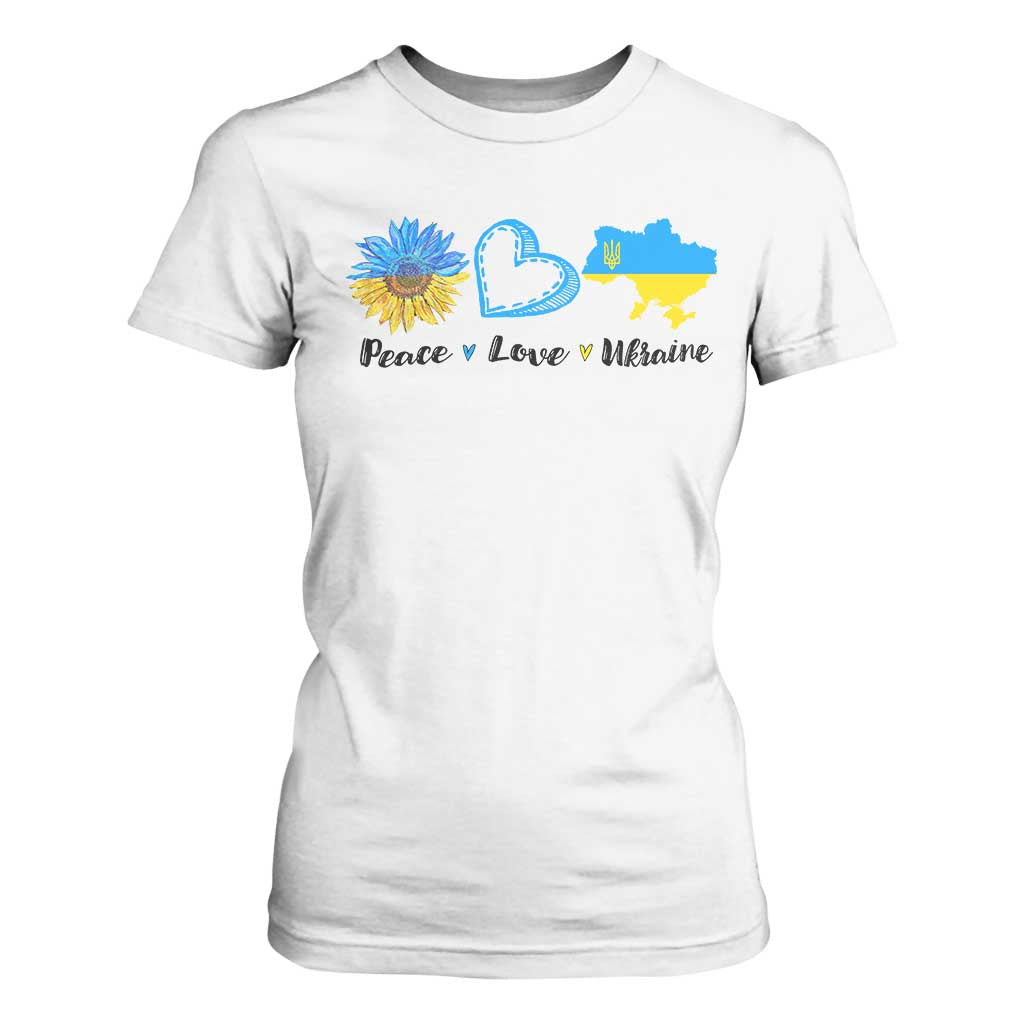Peace Love Ukraine Sunflower Flag T Shirt For Women TS10 White Print Your Wear