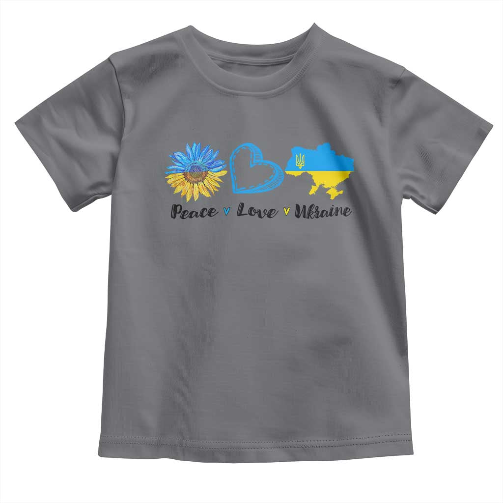 Peace Love Ukraine Sunflower Flag Toddler T Shirt TS10 Charcoal Print Your Wear